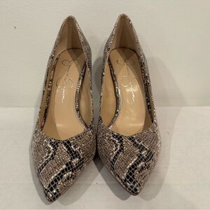 Jessica Simpson Snakeskin Heels - Black and Tan